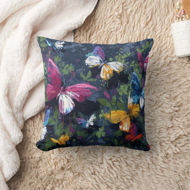 Coussin Vol de papillon abstrait vibrant (1) (Couverture)
