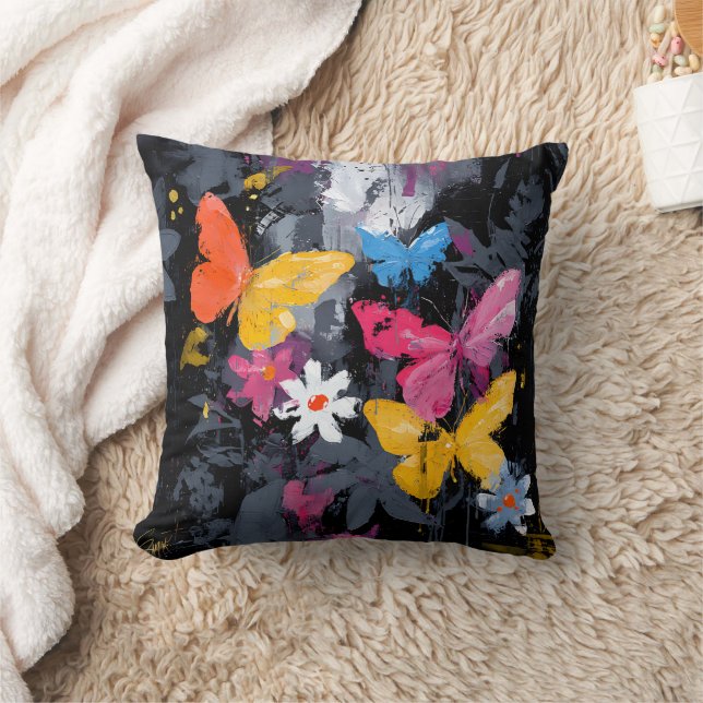 Coussin Vol de papillon abstrait vibrant (5) (Couverture)