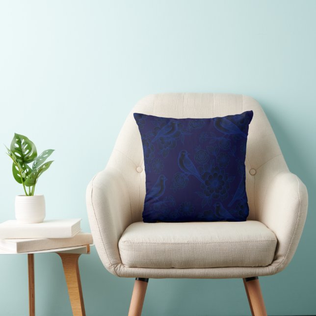 Coussin Vol 💙 Fleur nocturne oiseau (Chaise)