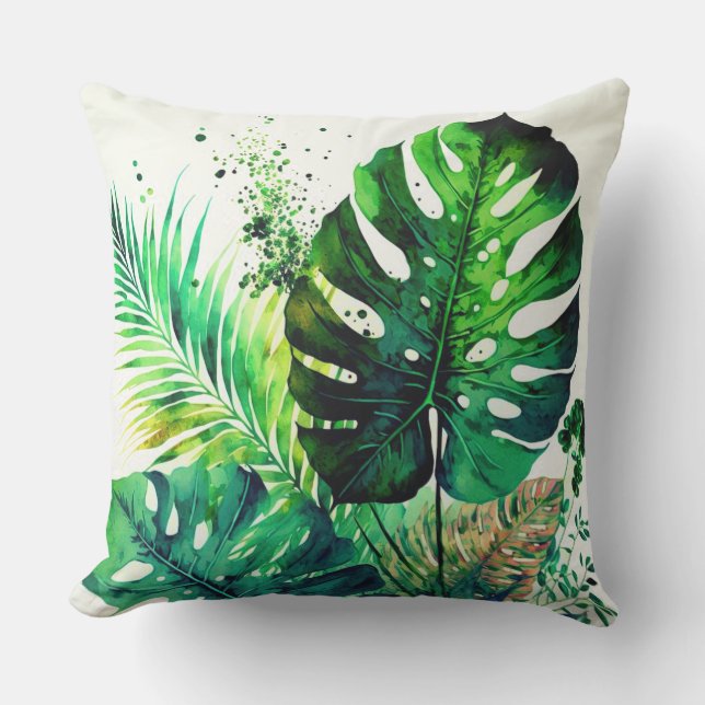 Coussin Volage tropical vert à l'extérieur de l'oreiller à (Recto)