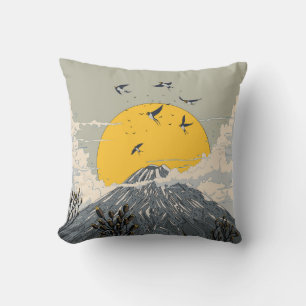 Coussin Volcan de montagne fleurie sauvage