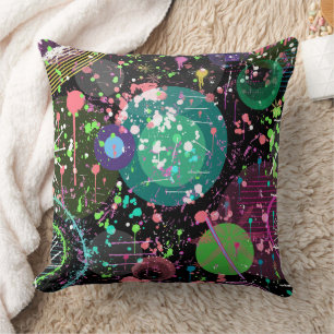 Coussin Voler dans l'espace : un abstrait maximaliste