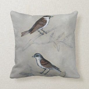 Coussin Volière argentée une paire d'oiseaux