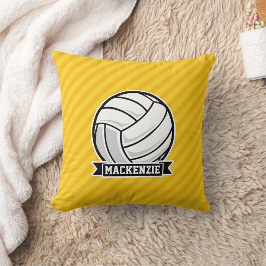 Coussin Volley-ball sur rayures jaunes (Couverture)