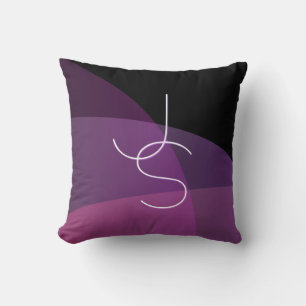 Coussin Vos initiales de chevauchement Moderne violet et