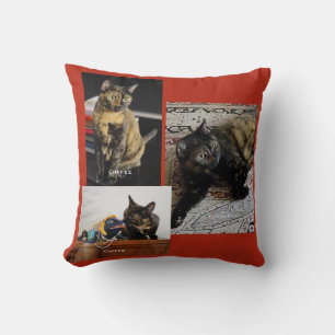 Coussin Votre animal ou vos animaux 3 Photos, 3 Noms, Fond