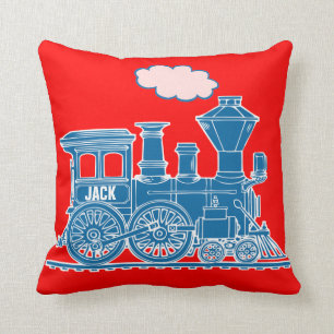 Coussin Votre carreau nommé de rouge bleu de fou de train