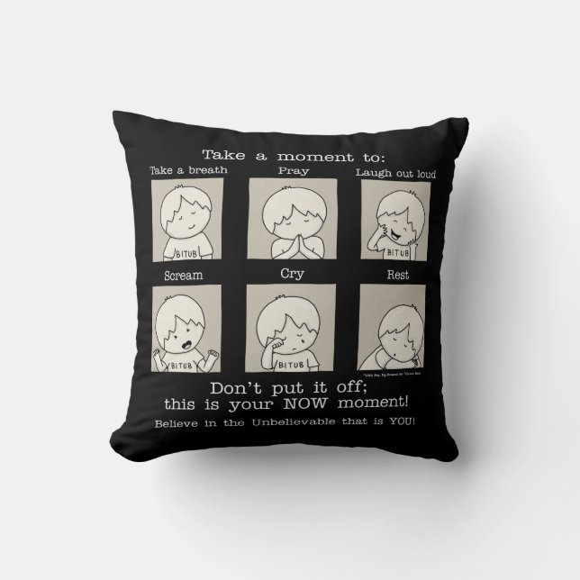 Coussin Votre instant NOW en noir (Recto)
