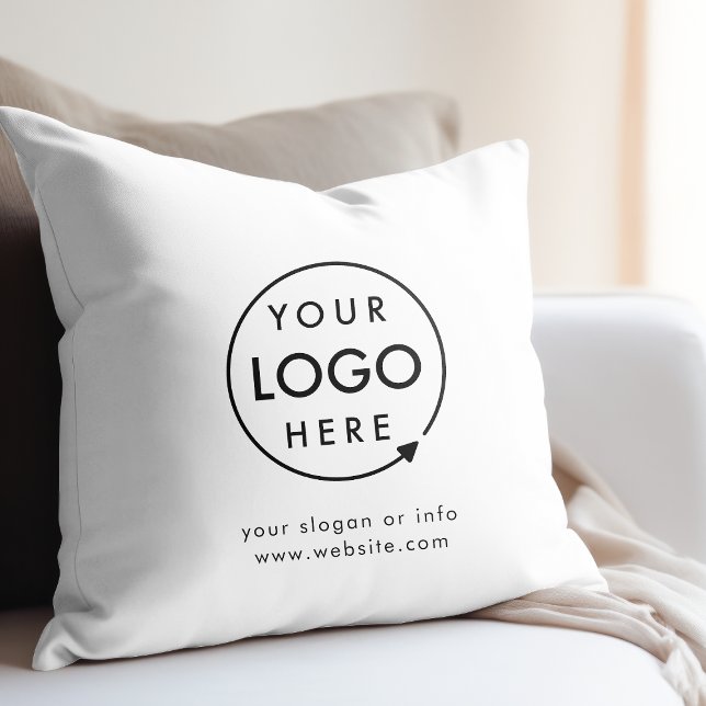 Coussin Votre logo | Entreprise Moderne Minimaliste (Minimalist company branded throw pillows for business premises, giveaways & promotional swag.)