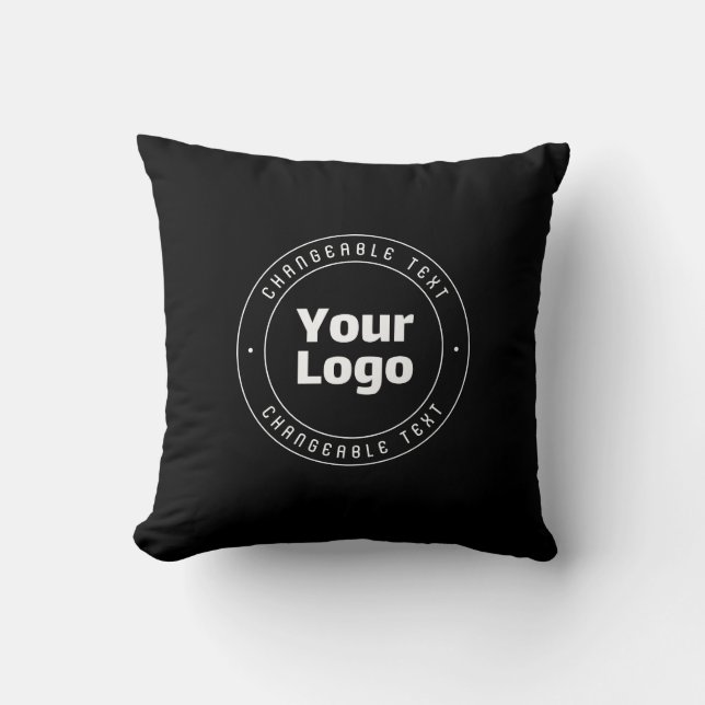 Coussin Votre logo et modèle de texte modifiable | Noir et (Recto)