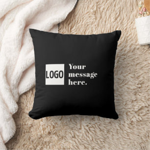 Coussin Votre logo ou image téléchargée & texte rétro modi