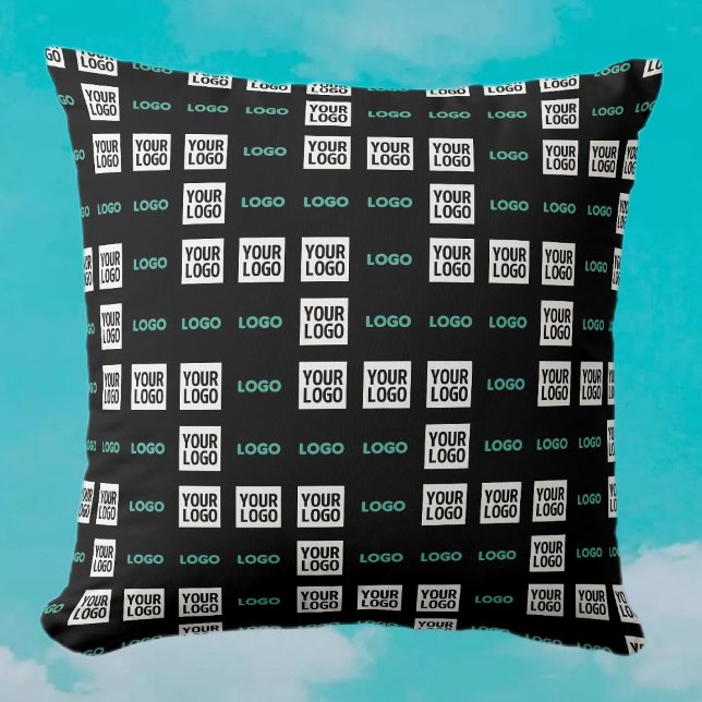 Coussin Votre logo ou image | Zig Zag Motif avec deux imag (Créateur téléchargé)