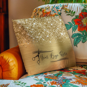 Coussin Votre logo pailleté or glamour