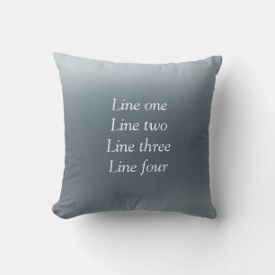Coussin Votre message ici fond métallisé gris bleu