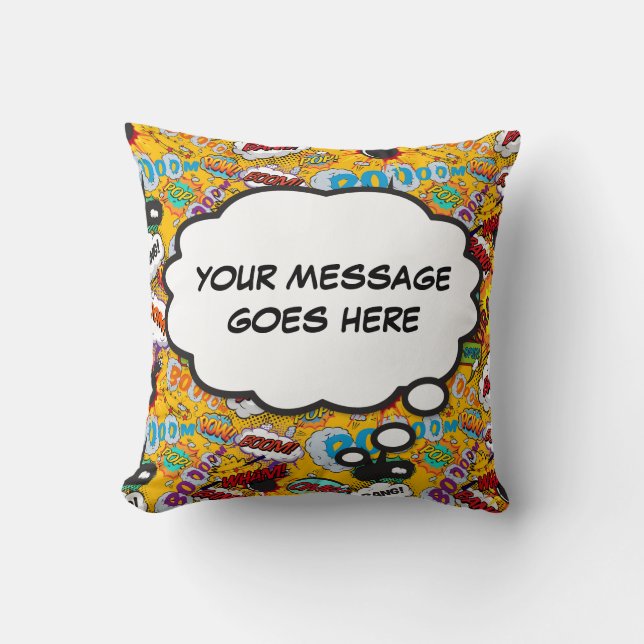 Coussin Votre message Pensé Bubble Fun Retro Comic Book (Recto)