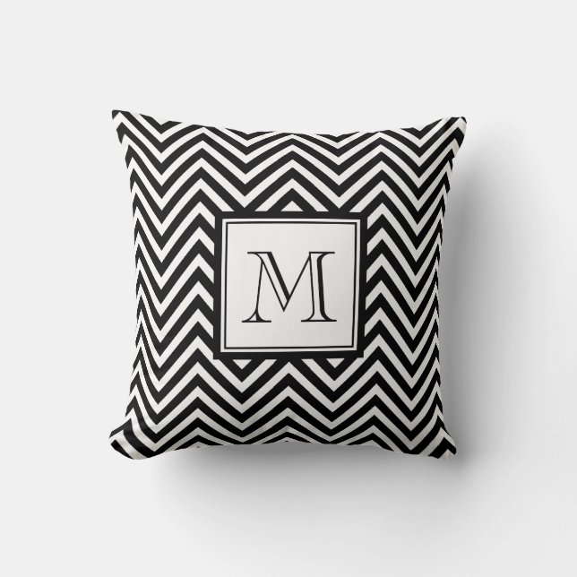 COUSSIN VOTRE MONOGRAMME, CHEVRON NOIR (Recto)