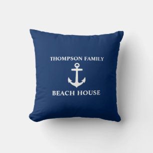 Coussin Votre nom Beach House Ancre Bleu