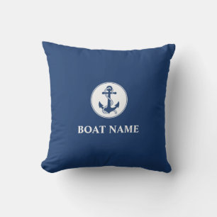 Coussin Votre nom de bateau Rope & Ancre Blue