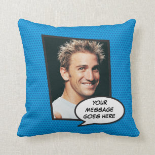 Coussin Votre Nom de Photo Fun Retro Bande Dessinée Pop Ar