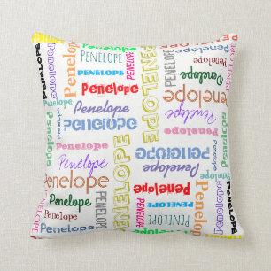 Coussin Votre nom Word Cloud Fun Fontes Typographie