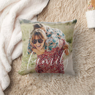 Coussin Votre photo préférée Script Famille