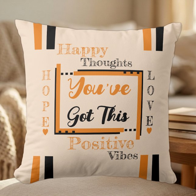 Coussin Vous avez cette motivation orange noir (Créateur téléchargé)