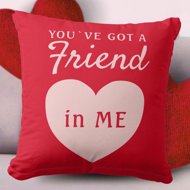 Coussin Vous avez un ami Red Pink Heart Friend (Créateur téléchargé)