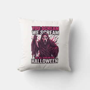 Coussin Vous criez Nous Halloween Ghostface Couteau Sangla
