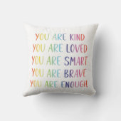 Coussin Vous êtes aimé Affirmations positives arc-en-ciel (Verso)