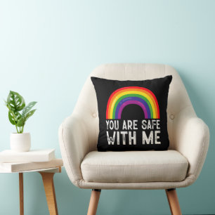 Coussin Vous êtes en sécurité avec moi LGBTQ Mois de la fi