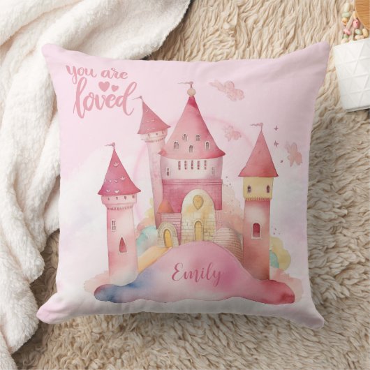 Coussin Vous êtes Loved Palace sur le Linge de bébé Pink C (Couverture)