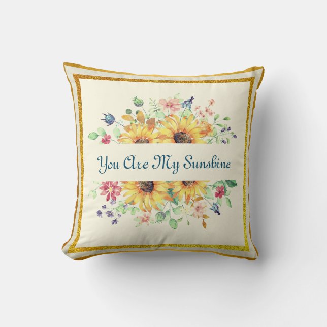 Coussin Vous êtes ma citation Sunshine et Sunflower (Recto)
