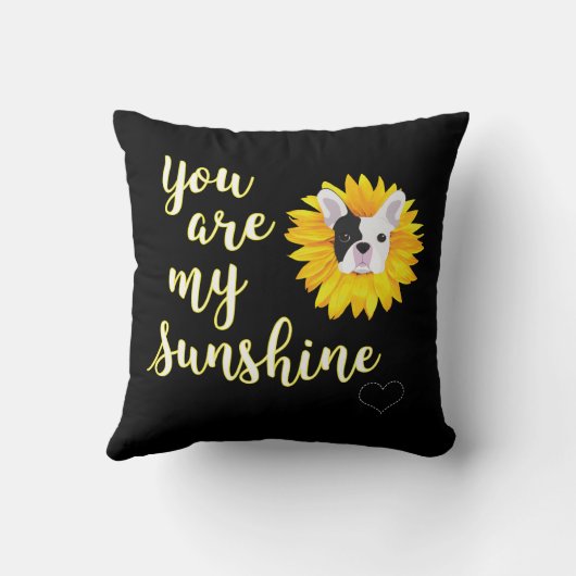 Coussin Vous êtes mon soleil, bouledogue français (Verso)