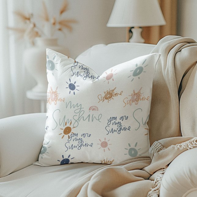 Coussin Vous êtes mon soleil dans les tons de la Terre rév (You Are My Sunshine in Earth Tones Reversible Throw Pillow)