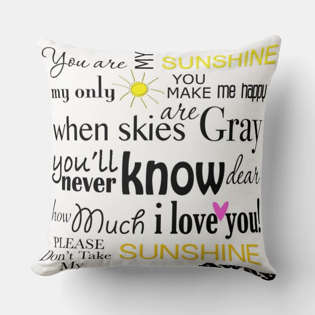 Coussin Vous êtes mon soleil mon seulement soleil (Recto)