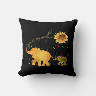 Coussin Vous êtes mon Sunshine tournesol Elephant Autisme