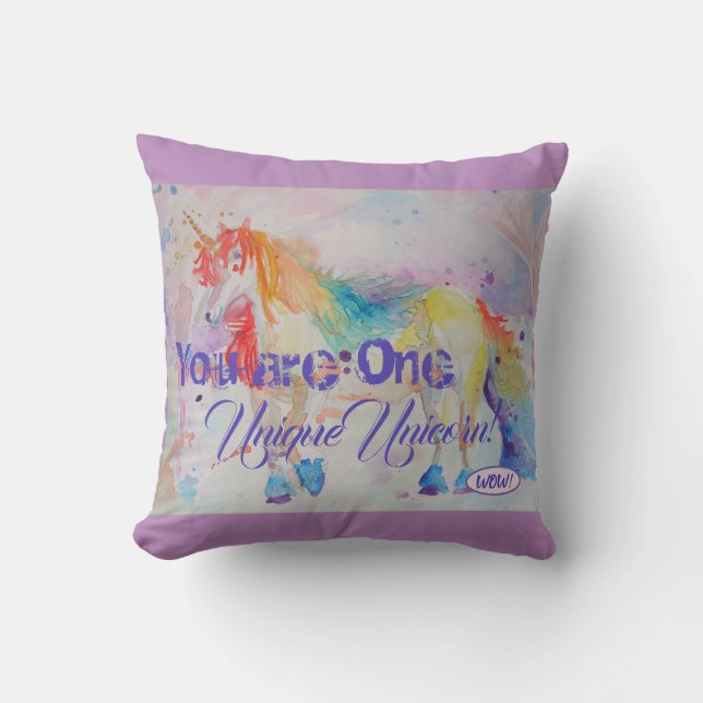Coussin Vous Êtes Une Unicorne Unique ! Arc-en-ciel (Recto)