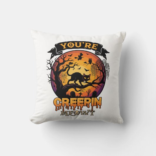 Coussin Vous Me Faites Frissonner Halloween Chat Noir Plei (Recto)