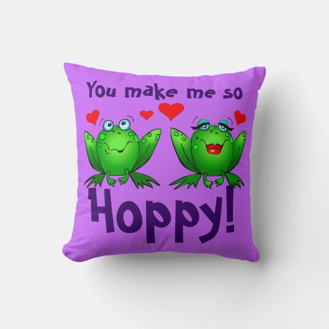 Coussin Vous me rendez si joyeux Grenouilles de dessin ani (Recto)