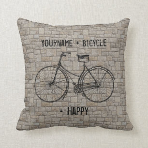 Coussin Vous plus la bicyclette égale les briques antique