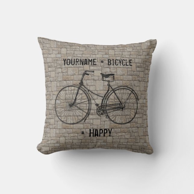 Coussin Vous plus la bicyclette égale les briques antiques (Recto)