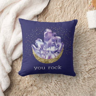 Coussin Vous Roche Cristaux d'Améthyste Aquarelle Mystique