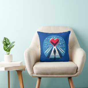 Coussin Voyage au coeur - Design d'art pixel émotionnel