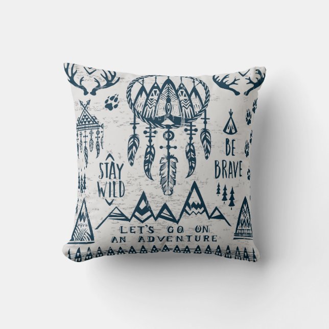 Coussin Voyage aventure jeu vintage. (Recto)