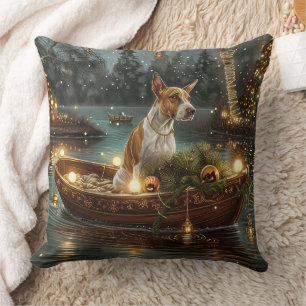 Coussin Voyage de fête de Noël de Bull Terrier