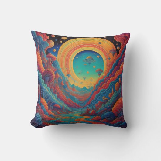 Coussin Voyage de paysage psychédélique (Recto)