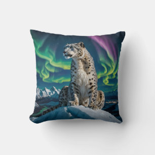 Coussin « Voyageur du ciel du Nord » – Portrait de léopard