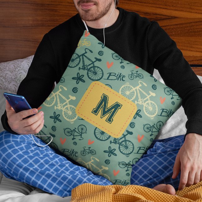 Coussin Voyons à vélo vert moderne Motif (Créateur téléchargé)
