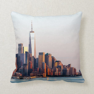Coussin Vue aérienne du World Trade Center du Sunset de Ne