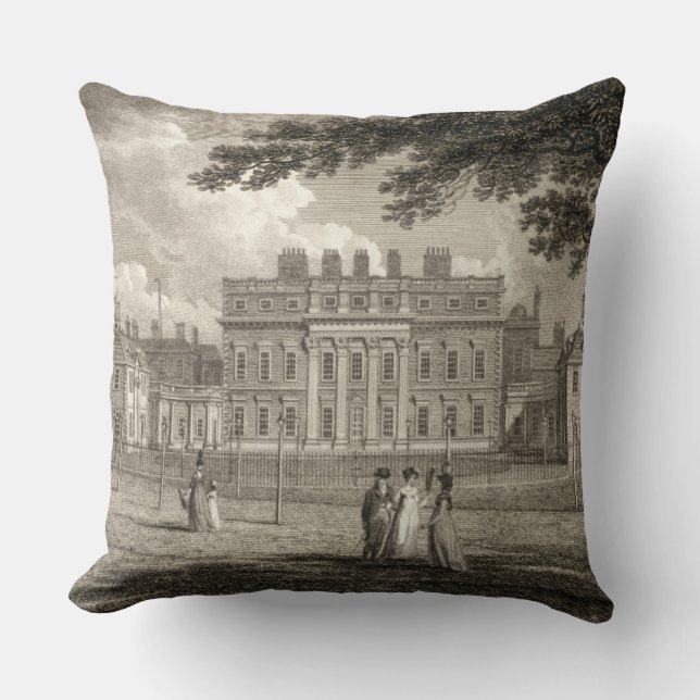 Coussin Vue de Chambre de Buckingham, gravée par W. (Recto)